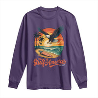 Gulf of America 2025 Bald Eagle Long Sleeve Shirt Vintage Patriotic Beach Sunset 4th Of July - Wonder Print Shop