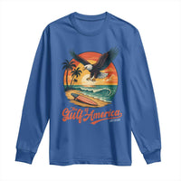 Gulf of America 2025 Bald Eagle Long Sleeve Shirt Vintage Patriotic Beach Sunset 4th Of July - Wonder Print Shop