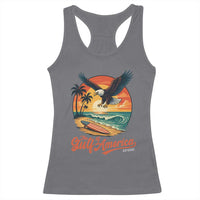 Gulf of America 2025 Bald Eagle Racerback Tank Top Vintage Patriotic Beach Sunset 4th Of July - Wonder Print Shop