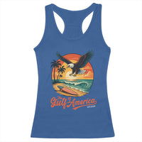 Gulf of America 2025 Bald Eagle Racerback Tank Top Vintage Patriotic Beach Sunset 4th Of July - Wonder Print Shop