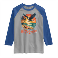 Gulf of USA 2025 Bald Eagle Raglan Shirt Vintage Patriotic Beach Sunset 4th Of July - Wonder Print Shop