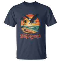 Gulf of America 2025 Bald Eagle T Shirt Vintage Patriotic Beach Sunset 4th Of July - Wonder Print Shop