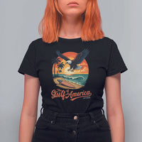 Gulf of America 2025 Bald Eagle T Shirt For Women Vintage Patriotic Beach Sunset 4th Of July - Wonder Print Shop