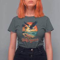 Gulf of America 2025 Bald Eagle T Shirt For Women Vintage Patriotic Beach Sunset 4th Of July - Wonder Print Shop