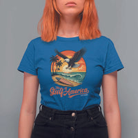 Gulf of America 2025 Bald Eagle T Shirt For Women Vintage Patriotic Beach Sunset 4th Of July - Wonder Print Shop