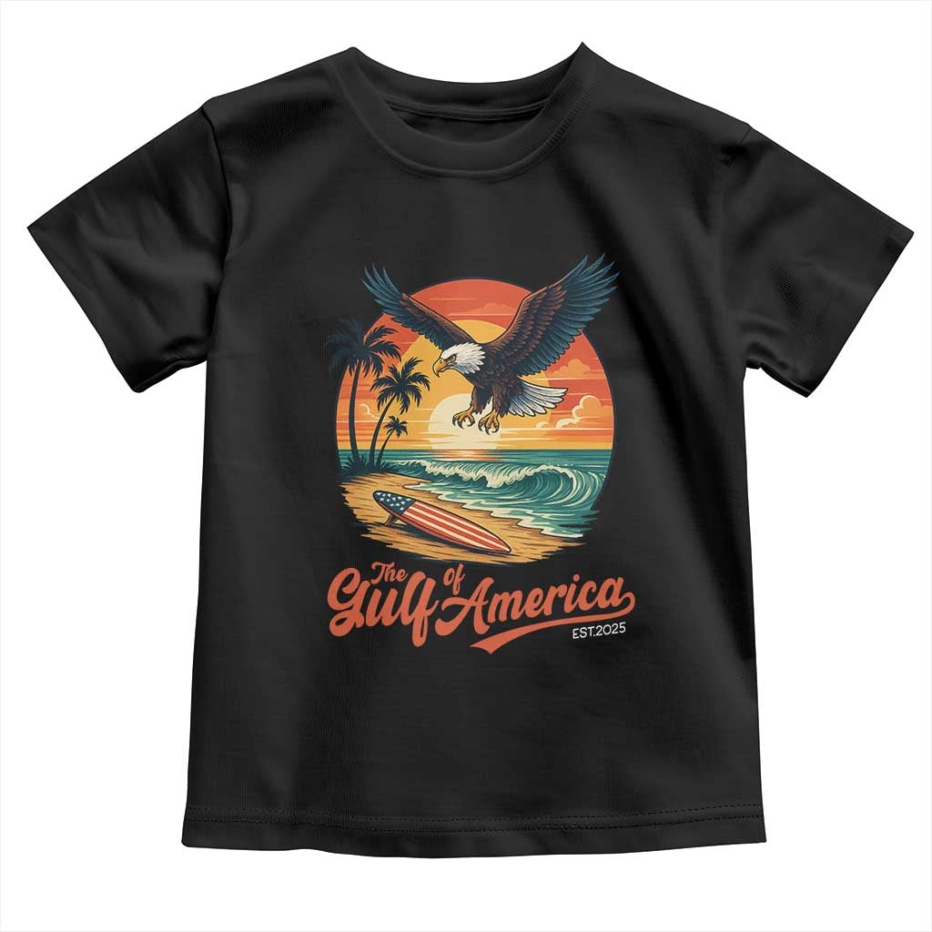Gulf of America 2025 Bald Eagle Toddler T Shirt Vintage Patriotic Beach Sunset 4th Of July - Wonder Print Shop