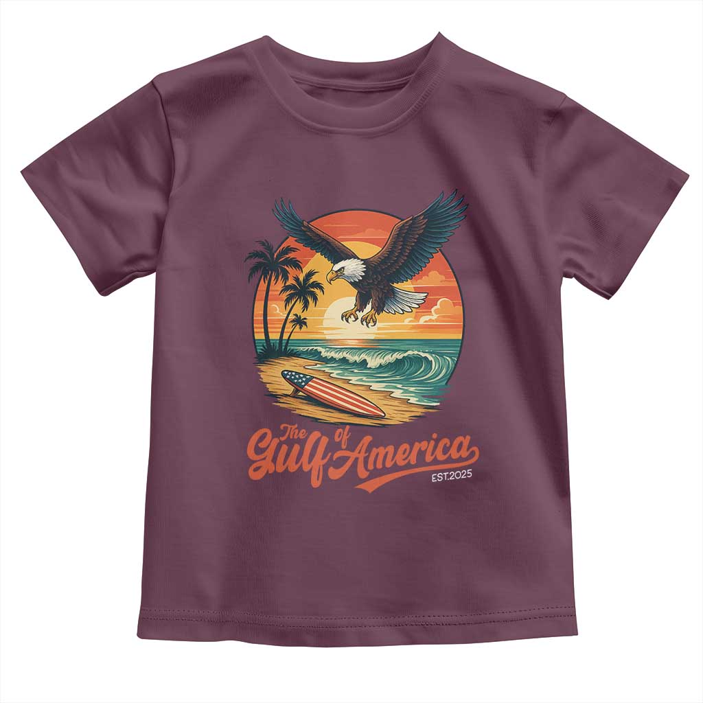 Gulf of America 2025 Bald Eagle Toddler T Shirt Vintage Patriotic Beach Sunset 4th Of July - Wonder Print Shop