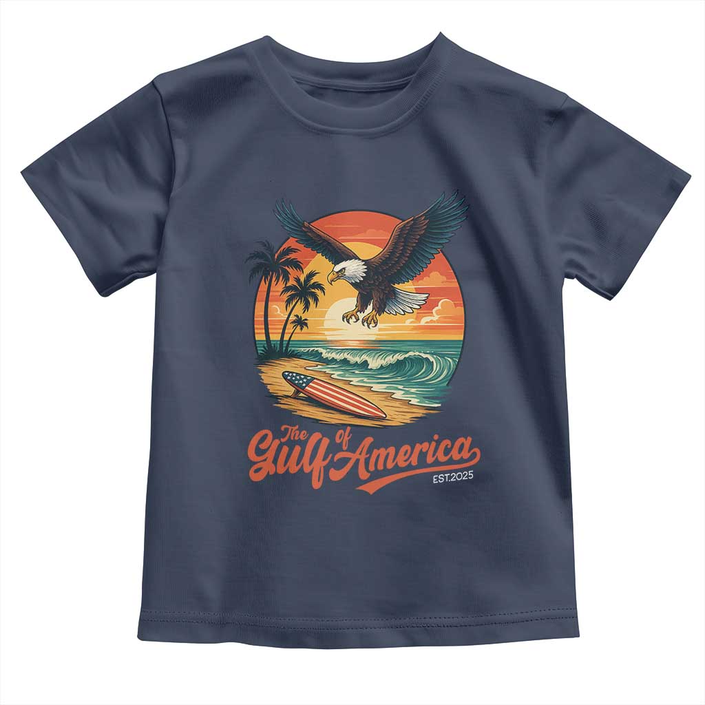 Gulf of America 2025 Bald Eagle Toddler T Shirt Vintage Patriotic Beach Sunset 4th Of July - Wonder Print Shop