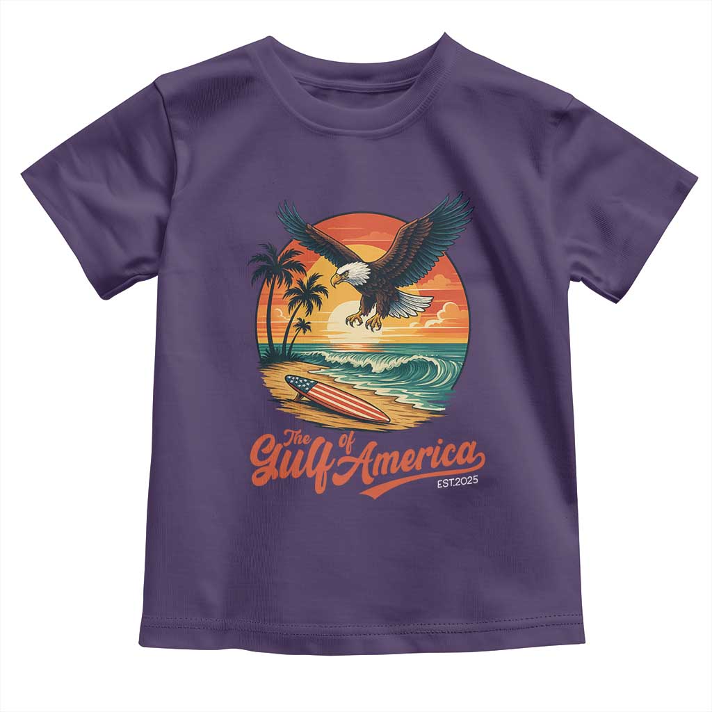 Gulf of America 2025 Bald Eagle Toddler T Shirt Vintage Patriotic Beach Sunset 4th Of July - Wonder Print Shop