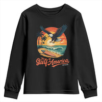Gulf of America 2025 Bald Eagle Youth Sweatshirt Vintage Patriotic Beach Sunset 4th Of July - Wonder Print Shop