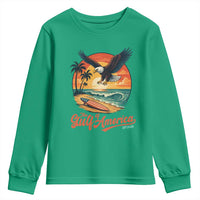 Gulf of America 2025 Bald Eagle Youth Sweatshirt Vintage Patriotic Beach Sunset 4th Of July - Wonder Print Shop