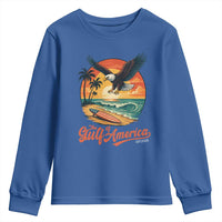 Gulf of America 2025 Bald Eagle Youth Sweatshirt Vintage Patriotic Beach Sunset 4th Of July - Wonder Print Shop