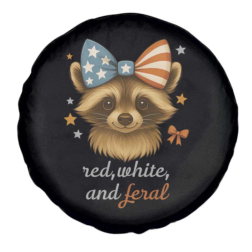 Red White and Feral Raccoon Spare Tire Cover Funny Patriotic Animal 4th of July - Wonder Print Shop