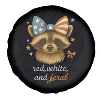 Red White and Feral Raccoon Spare Tire Cover Funny Patriotic Animal 4th of July - Wonder Print Shop