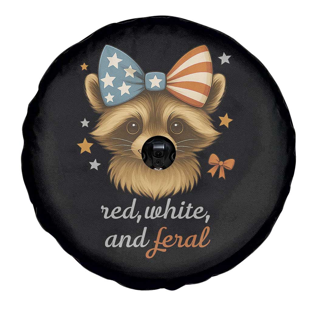 Red White and Feral Raccoon Spare Tire Cover Funny Patriotic Animal 4th of July - Wonder Print Shop