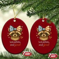 Red White and Feral Raccoon Ceramic Ornament Funny Patriotic Animal 4th of July - Wonder Print Shop