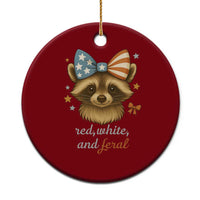 Red White and Feral Raccoon Ceramic Ornament Funny Patriotic Animal 4th of July - Wonder Print Shop