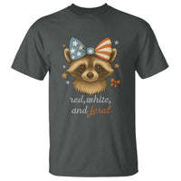 Red White and Feral Raccoon T Shirt Funny Patriotic Animal 4th of July - Wonder Print Shop