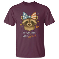 Red White and Feral Raccoon T Shirt Funny Patriotic Animal 4th of July - Wonder Print Shop