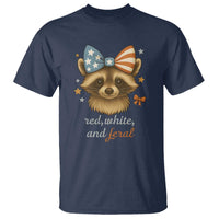 Red White and Feral Raccoon T Shirt Funny Patriotic Animal 4th of July - Wonder Print Shop