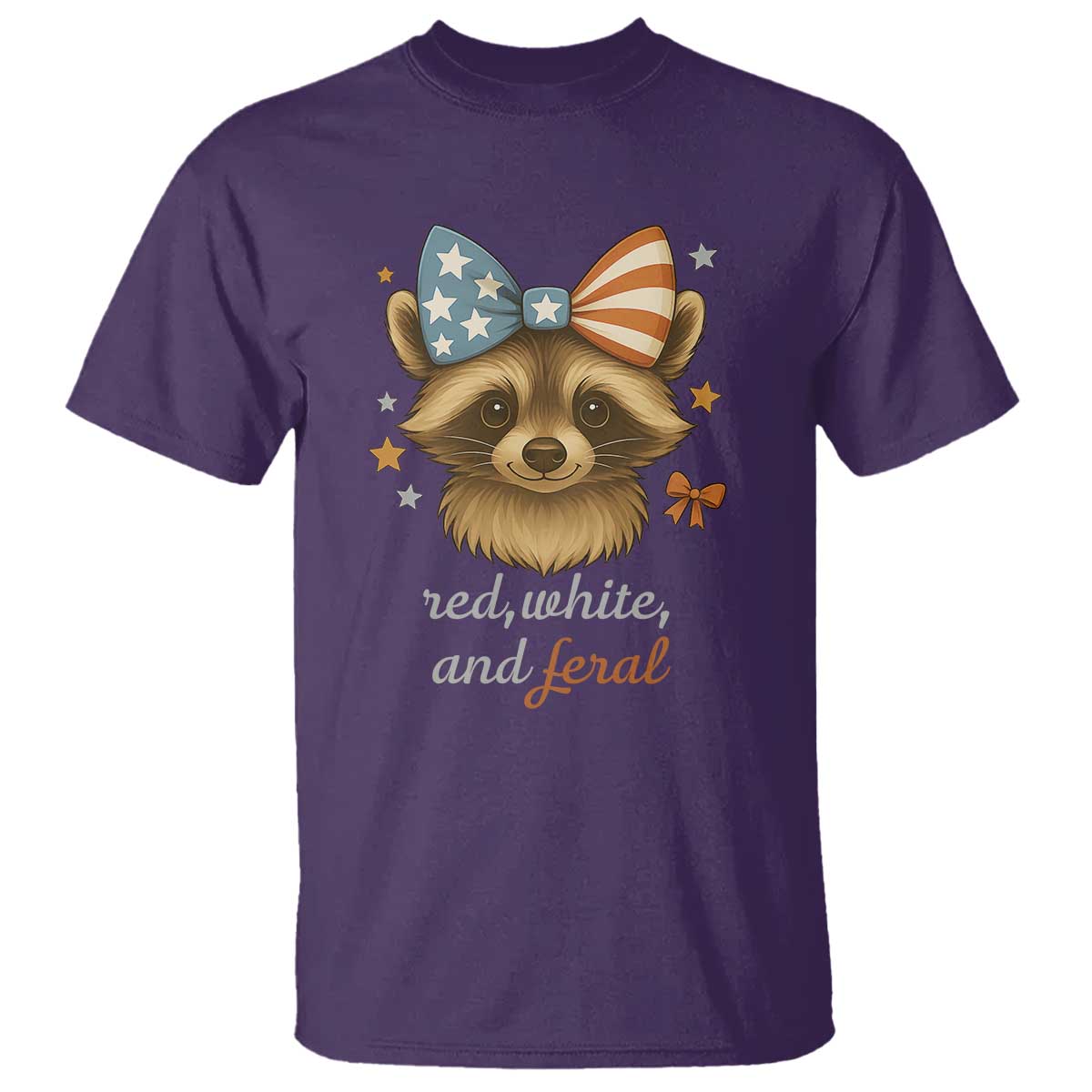 Red White and Feral Raccoon T Shirt Funny Patriotic Animal 4th of July - Wonder Print Shop