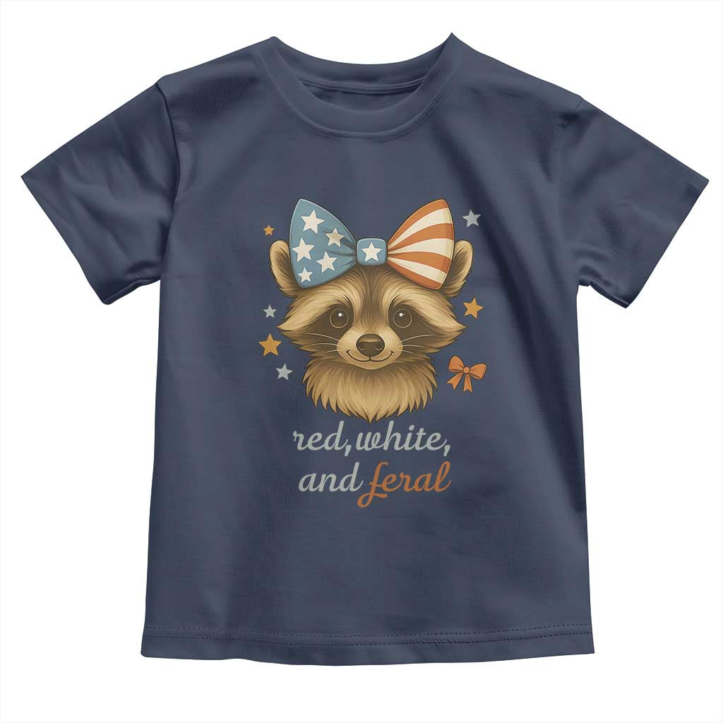 Red White and Feral Raccoon Toddler T Shirt Funny Patriotic Animal 4th of July - Wonder Print Shop