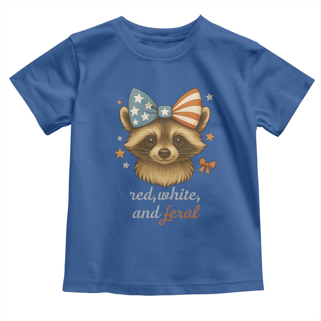 Red White and Feral Raccoon Toddler T Shirt Funny Patriotic Animal 4th of July - Wonder Print Shop