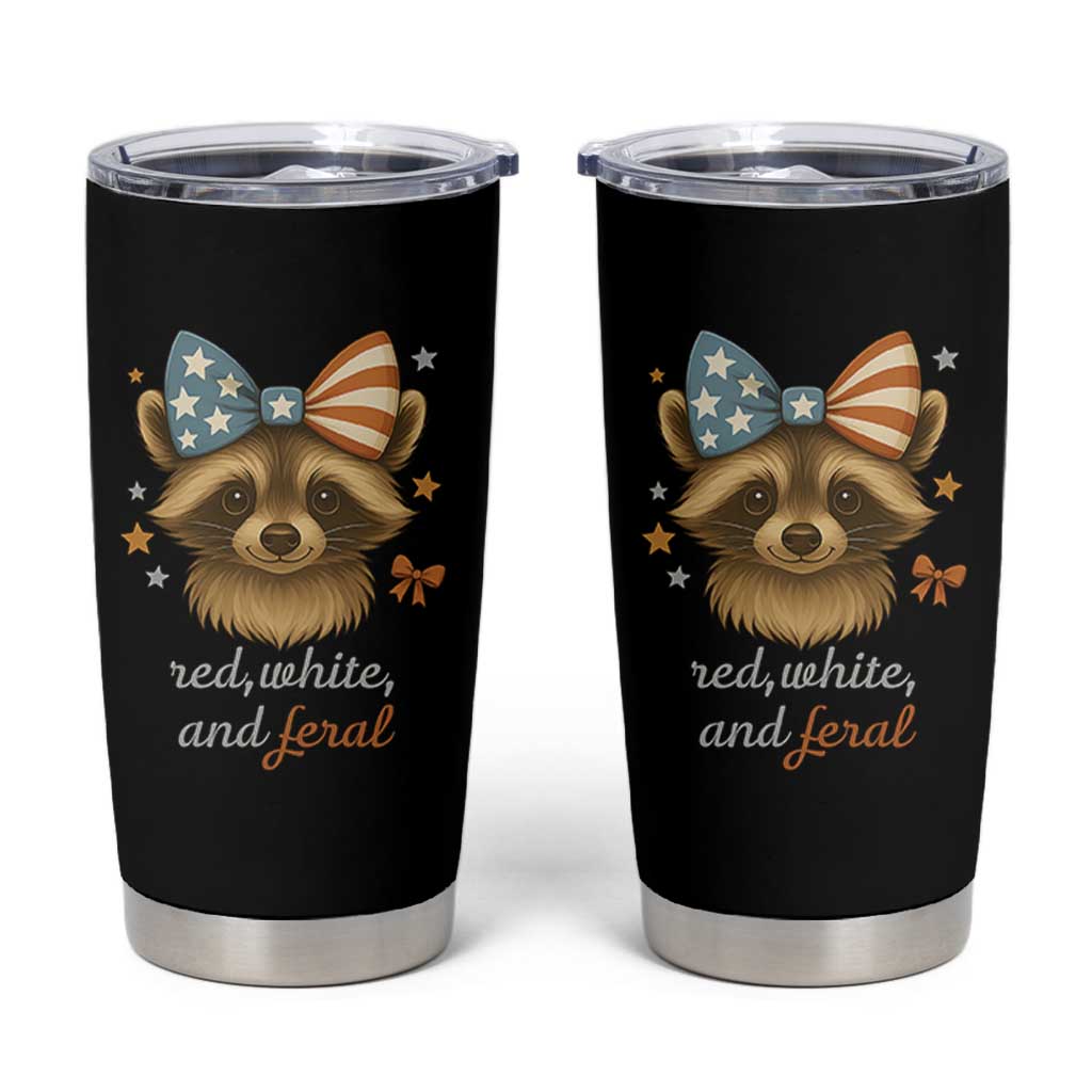 Red White and Feral Raccoon Tumbler Cup Funny Patriotic Animal 4th of July - Wonder Print Shop