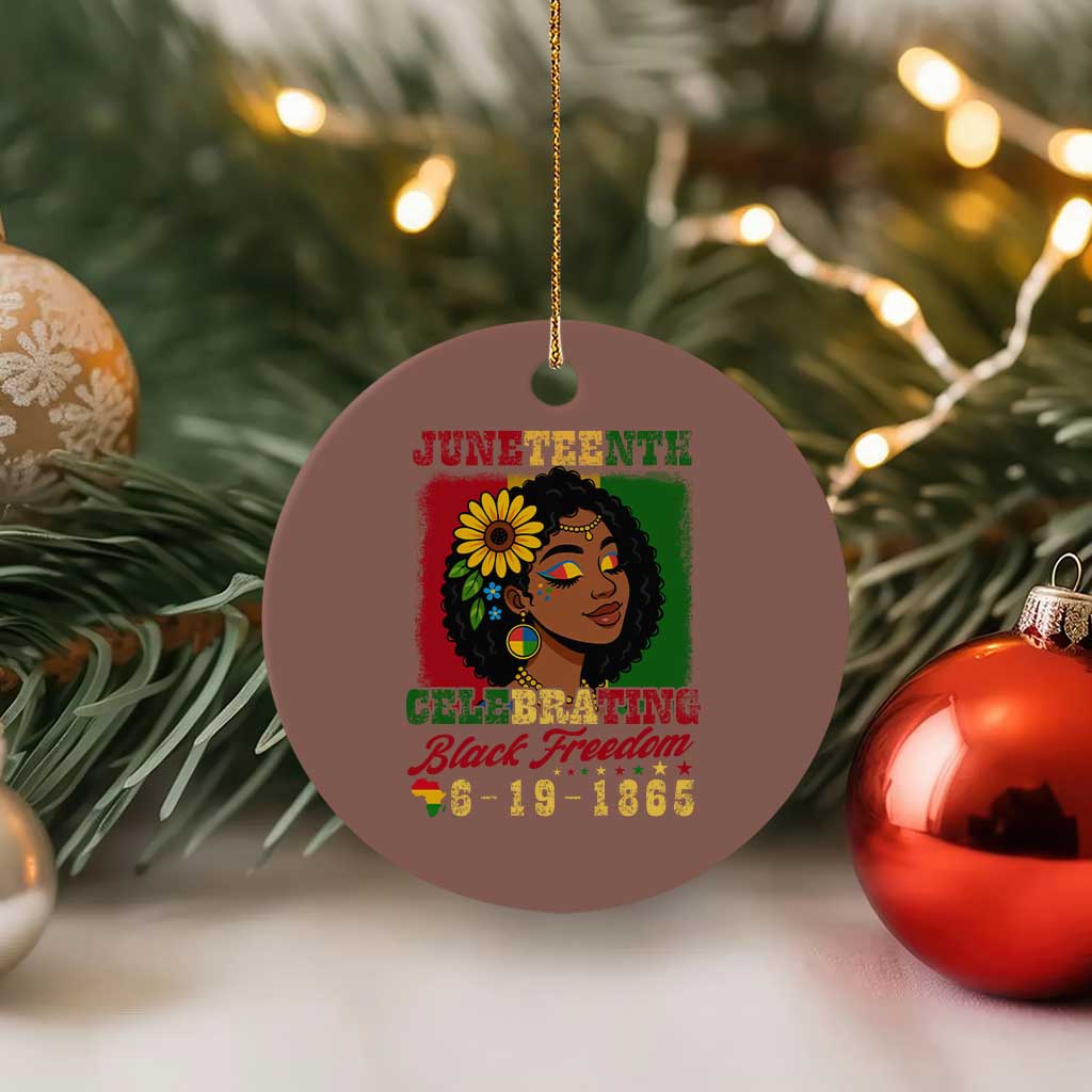 Juneteenth 1865 Black Freedom Celebration Ceramic Ornament Afrocentric Pride Melanin Girl - Wonder Print Shop