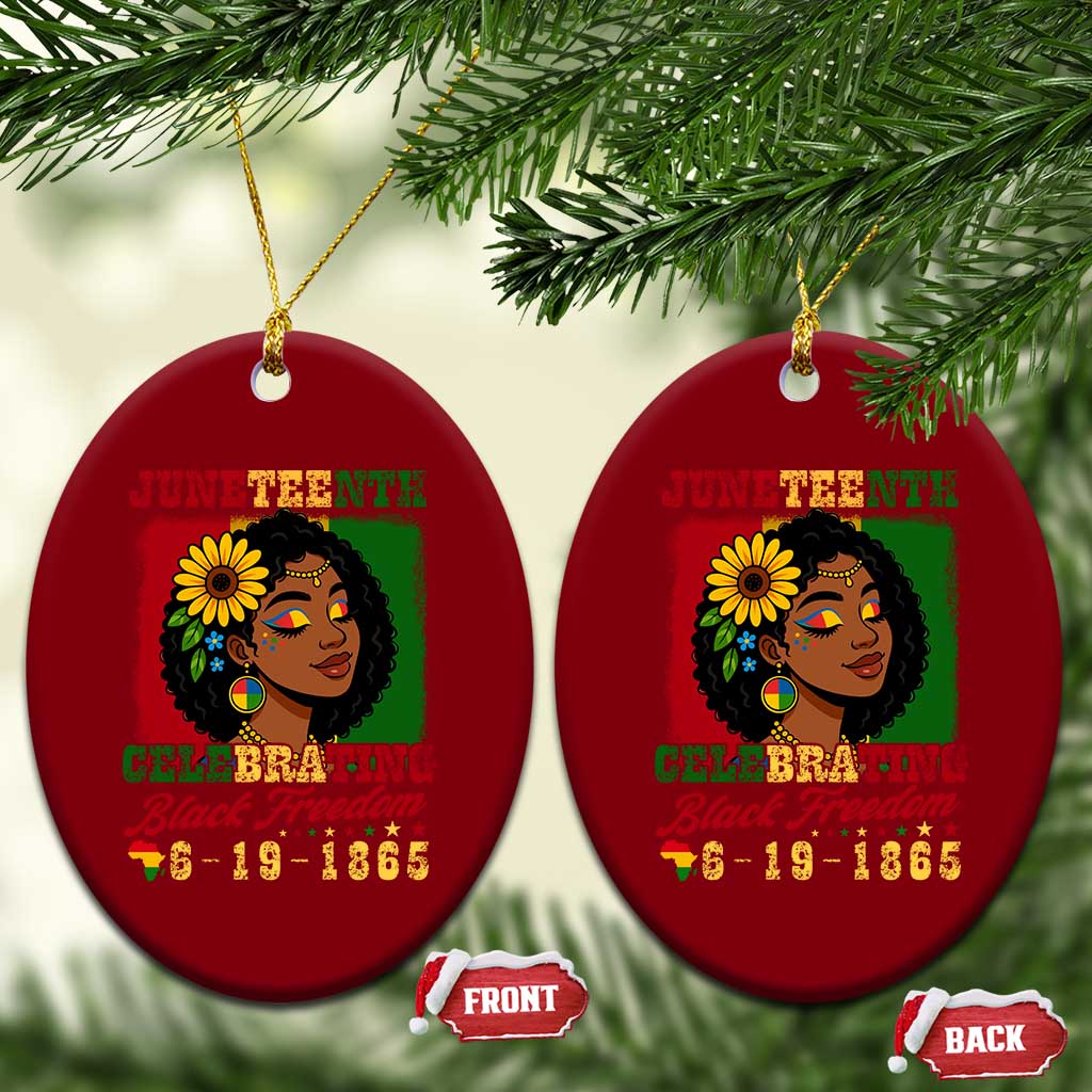 Juneteenth 1865 Black Freedom Celebration Ceramic Ornament Afrocentric Pride Melanin Girl - Wonder Print Shop