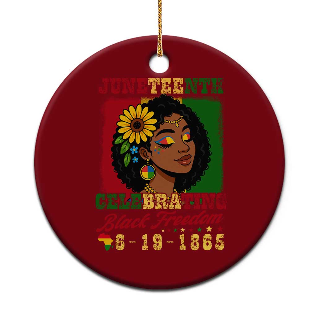 Juneteenth 1865 Black Freedom Celebration Ceramic Ornament Afrocentric Pride Melanin Girl - Wonder Print Shop