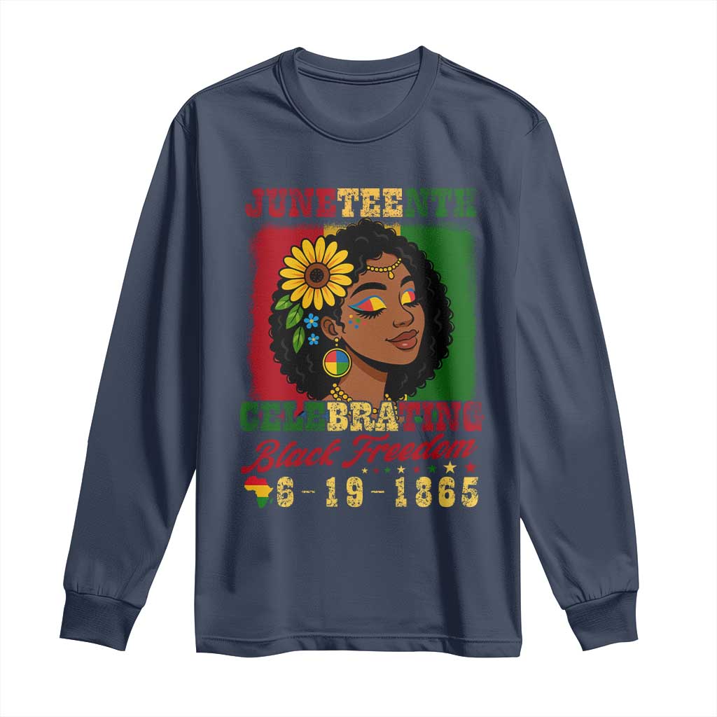 Juneteenth 1865 Black Freedom Celebration Long Sleeve Shirt Afrocentric Pride Melanin Girl