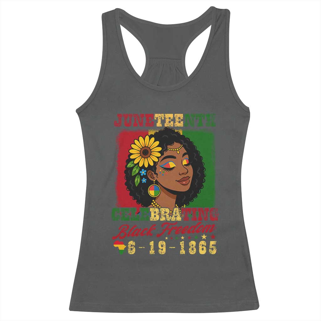 Juneteenth 1865 Black Freedom Celebration Racerback Tank Top Afrocentric Pride Melanin Girl