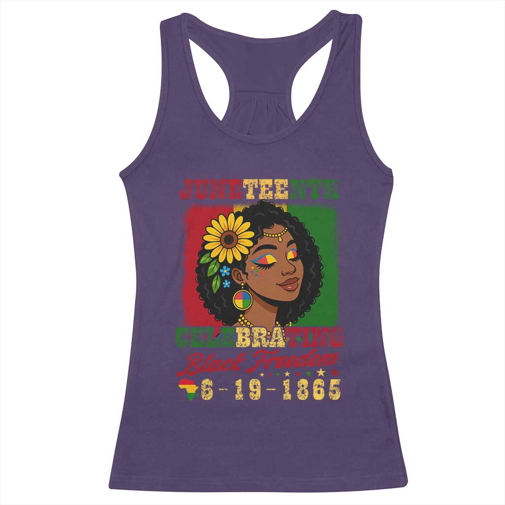 Juneteenth 1865 Black Freedom Celebration Racerback Tank Top Afrocentric Pride Melanin Girl