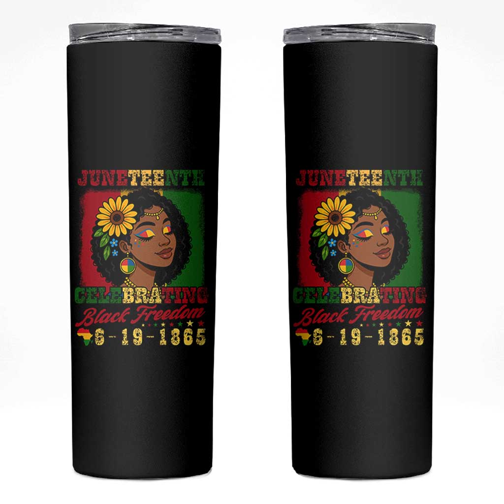 Juneteenth 1865 Black Freedom Celebration Skinny Tumbler Afrocentric Pride Melanin Girl