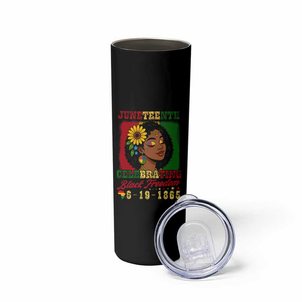 Juneteenth 1865 Black Freedom Celebration Skinny Tumbler Afrocentric Pride Melanin Girl