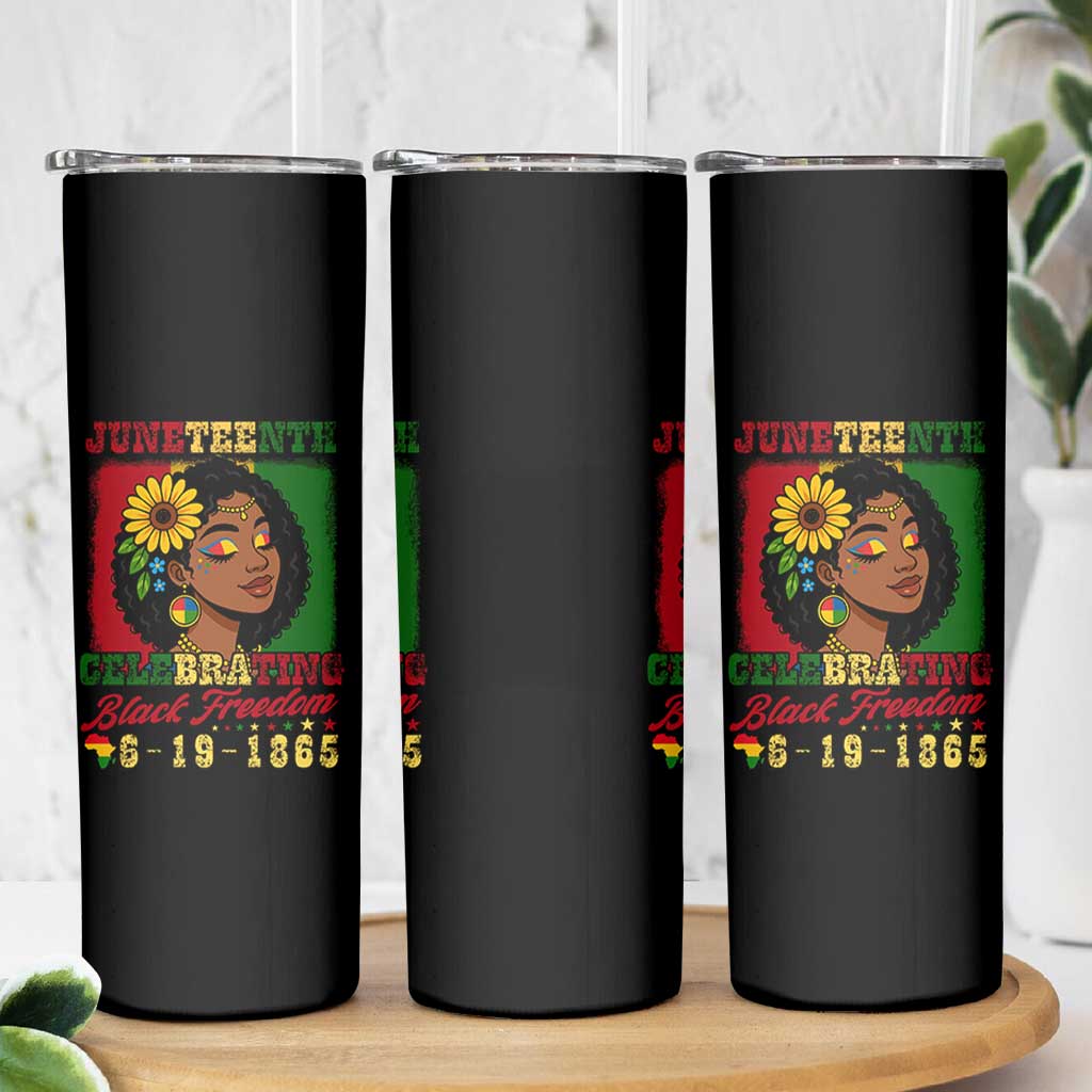Juneteenth 1865 Black Freedom Celebration Skinny Tumbler Afrocentric Pride Melanin Girl