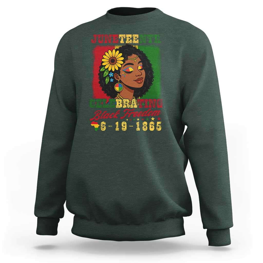 Juneteenth 1865 Black Freedom Celebration Sweatshirt Afrocentric Pride Melanin Girl