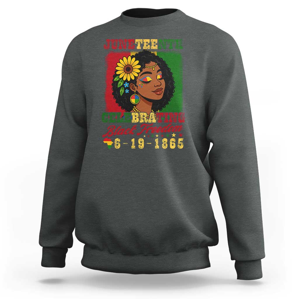Juneteenth 1865 Black Freedom Celebration Sweatshirt Afrocentric Pride Melanin Girl