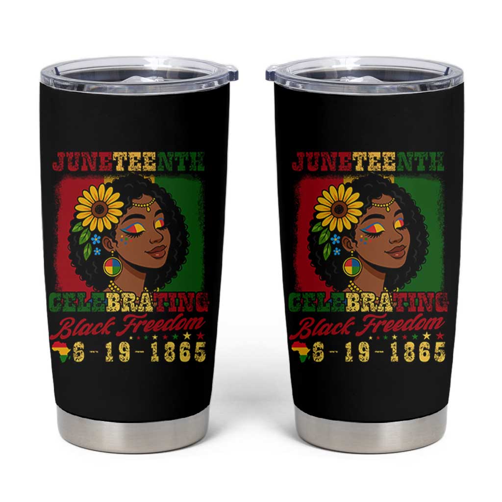 Juneteenth 1865 Black Freedom Celebration Tumbler Cup Afrocentric Pride Melanin Girl