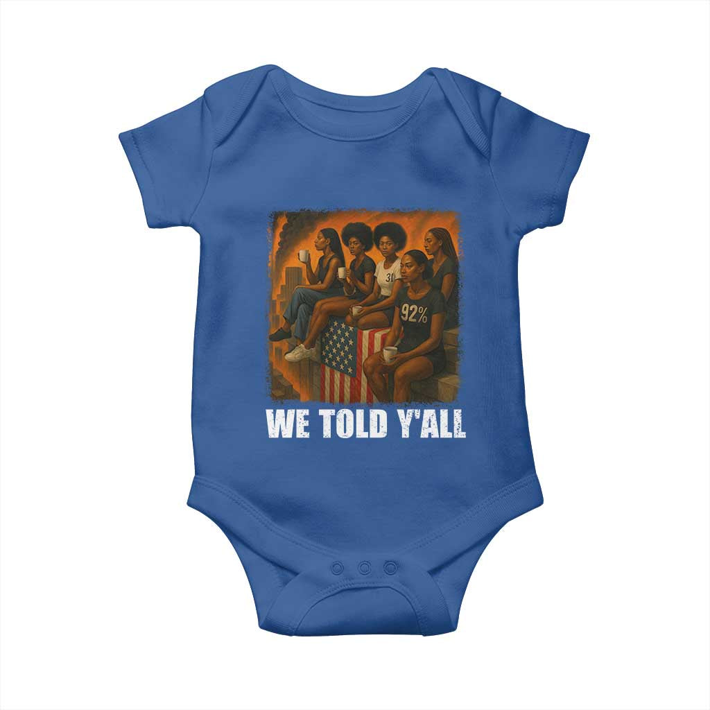 Black Women Empowerment Baby Onesie We Told Y'all 92% Vote
