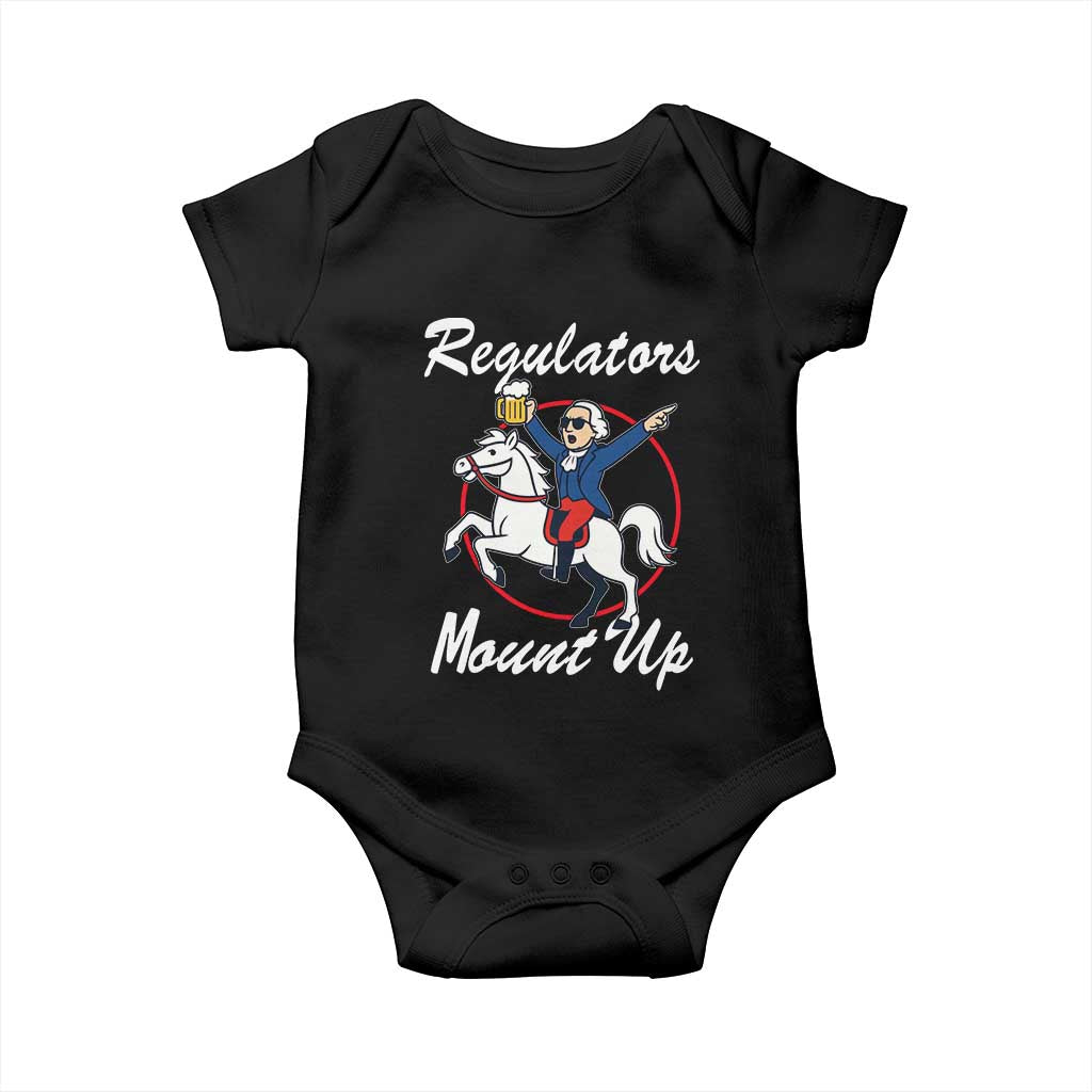 Funny Founding Father Patriotic Drinking Baby Onesie Regulators Mount Up 4th of July - Wonder Print Shop