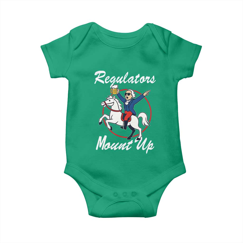Funny Founding Father Patriotic Drinking Baby Onesie Regulators Mount Up 4th of July - Wonder Print Shop