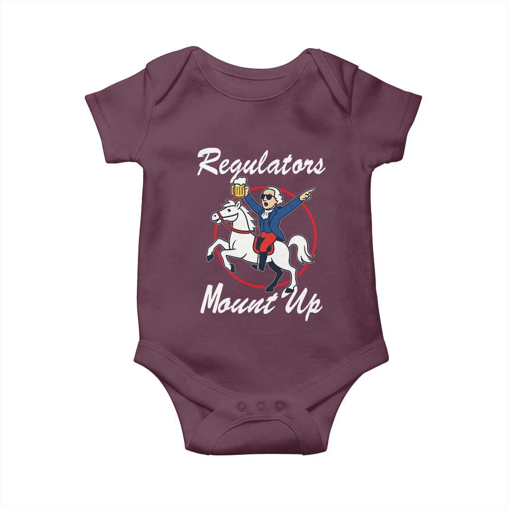 Funny Founding Father Patriotic Drinking Baby Onesie Regulators Mount Up 4th of July - Wonder Print Shop