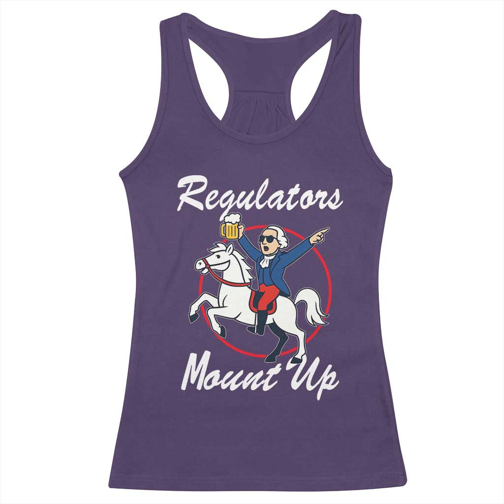 Funny Founding Father Patriotic Drinking Racerback Tank Top Regulators Mount Up 4th of July - Wonder Print Shop