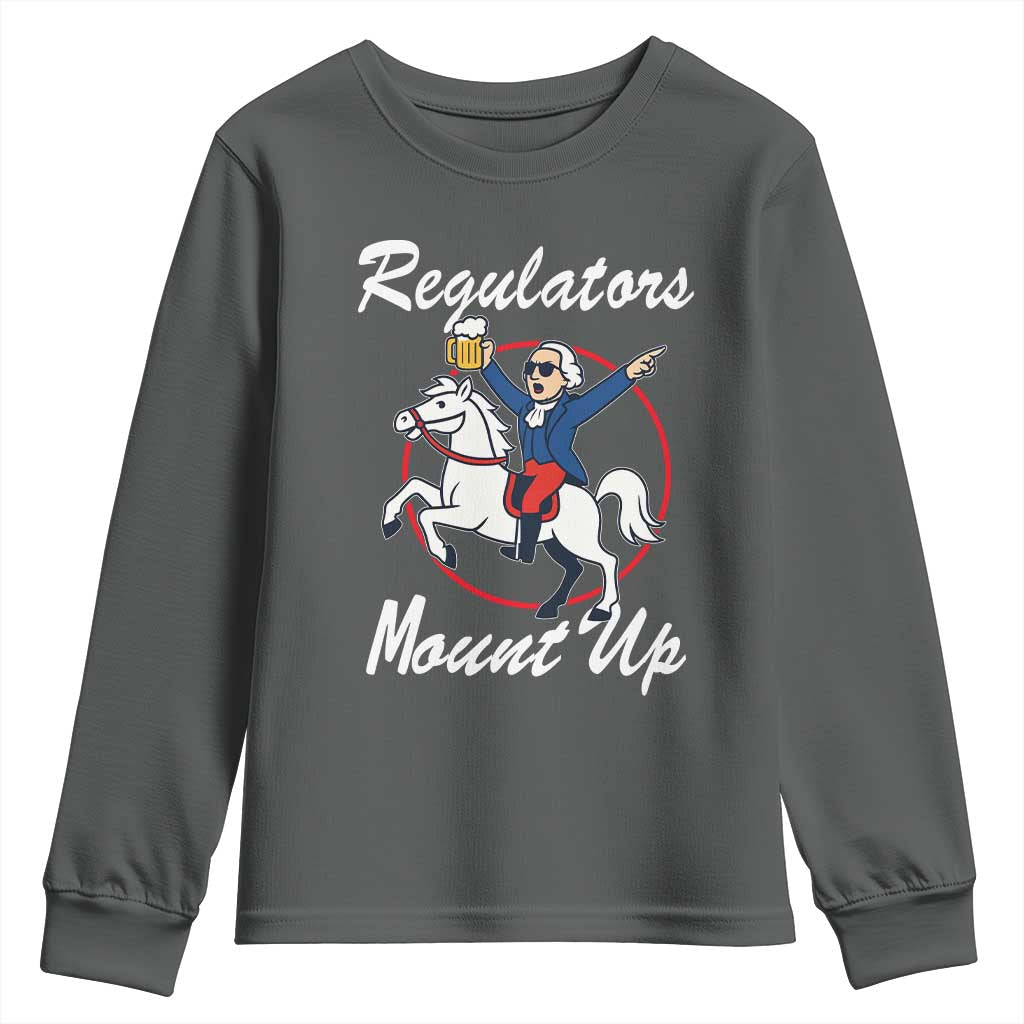 Funny Founding Father Patriotic Drinking Youth Sweatshirt Regulators Mount Up 4th of July - Wonder Print Shop