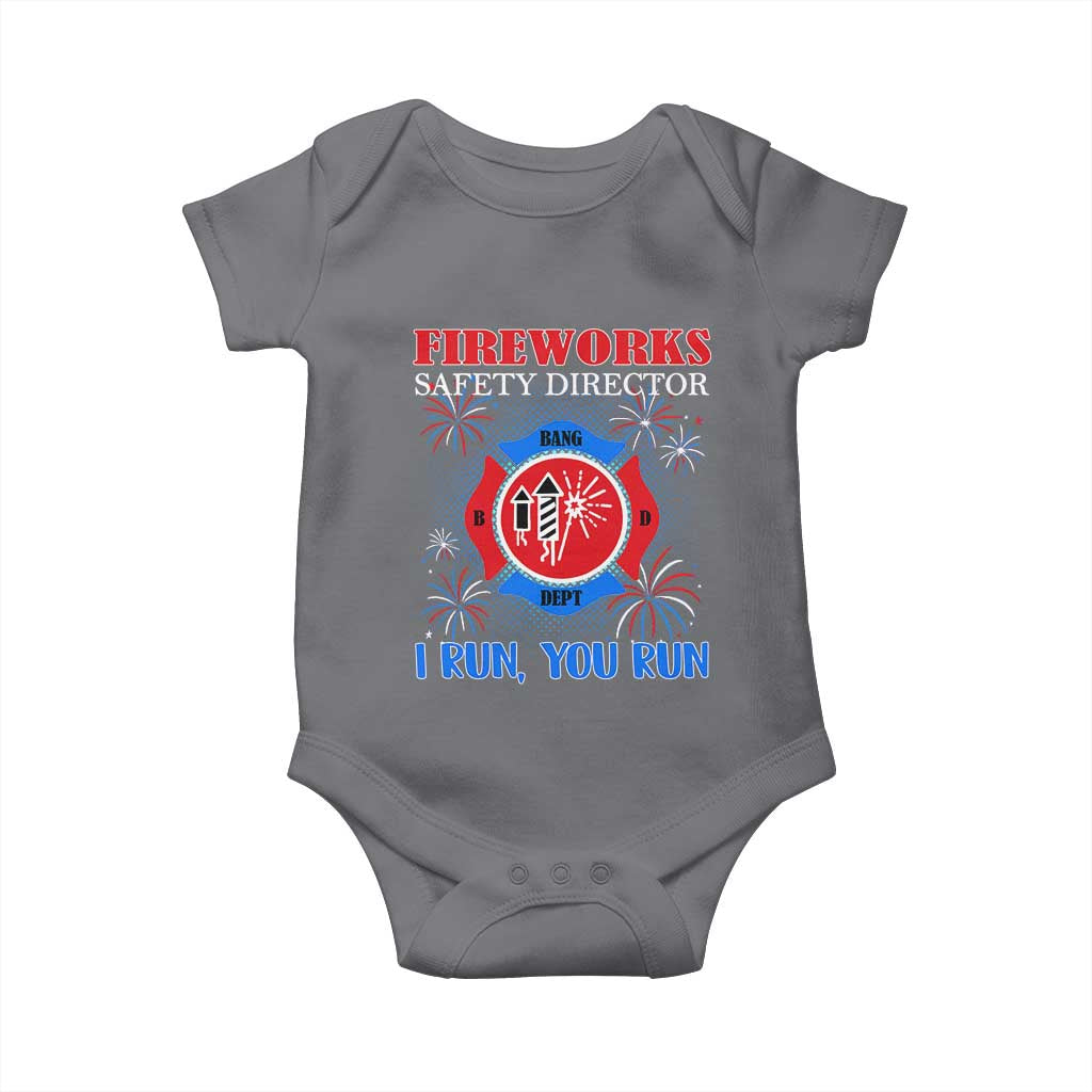 Fireworks Safety Director Baby Onesie I Run You Run Funny 4th of July Patriotic - Wonder Print Shop