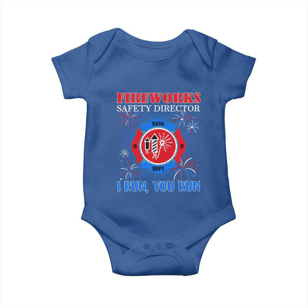 Fireworks Safety Director Baby Onesie I Run You Run Funny 4th of July Patriotic - Wonder Print Shop