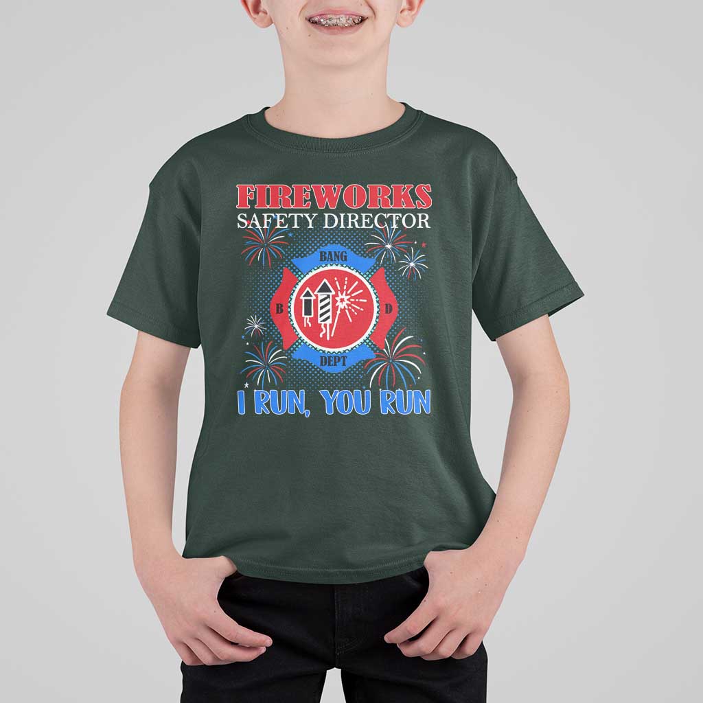 Fireworks Safety Director T Shirt For Kid I Run You Run Funny 4th of July Patriotic - Wonder Print Shop