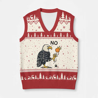 Bald Eagle No Kings In America V-Neck Knit Sweater Vest No Orange We The People Patriotic Political Statement - Wonder Print Shop
